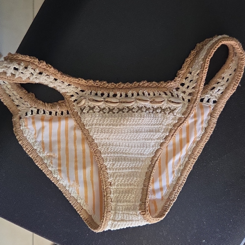 She Made Me Cream and tan she made me crochet bikini bottom